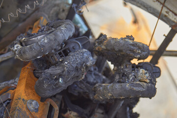 city burned cars after a fire in one of the city's districts