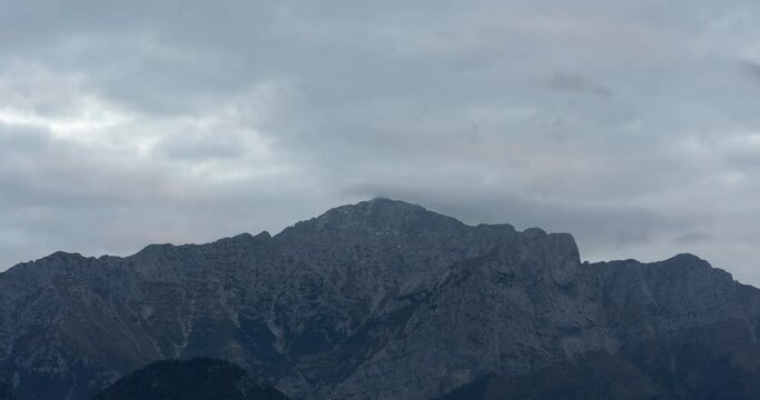Mountain Grigna on a cloudy day in time lapse