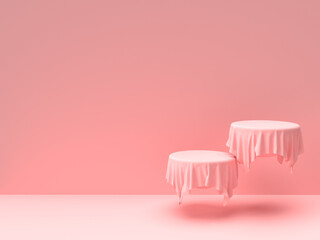 3D abstract render.Pink platform for product display interior podium place with empty for awards ceremony use for Recommend products, promote products design on pink pastel background