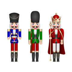 christmas toys. set of isolated nutcracker soldiers.