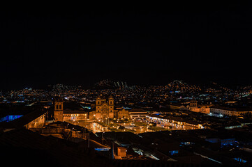 Fototapeta na wymiar Cuzco plaza de armas at night