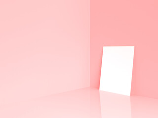 3D abstract render.Mock up Stage or podium Minimalist with empty for awards ceremony use for Recommend products, promote products design on pink pastel background