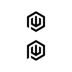 p w pw wp initial logo design vector graphic idea creative