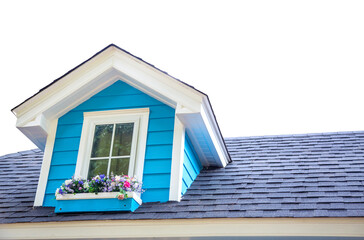 One window at top of wooden house