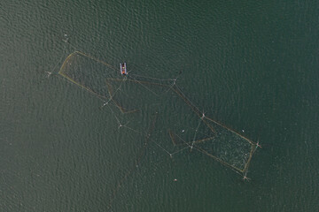 fishing nets sea of Azov taken during the day from a quadrocopter