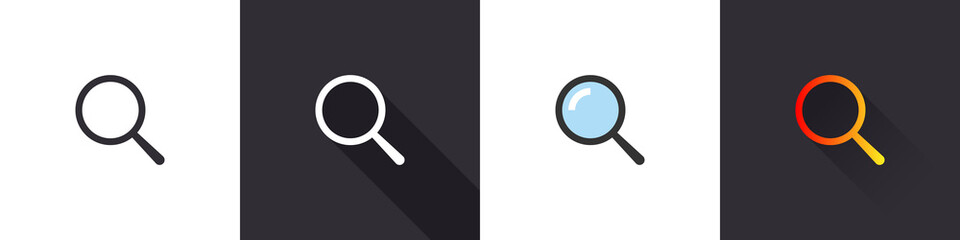 Search icons. Magnifying glass icon vector. Search sign. Vector illustration