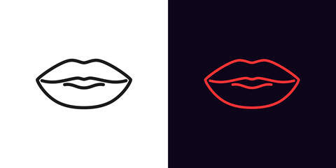 Outline lips icon. Linear woman lips sign with editable stroke, female mouth