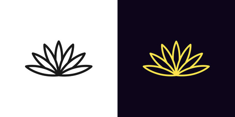 Outline lotus flower icon. Linear lotus symbol with editable stroke, water lily