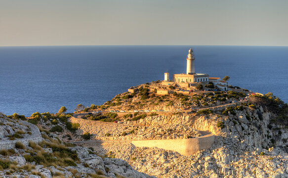 A lighthouse in north majorca at sunset