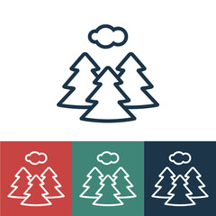 Linear vector icon with coniferous forest