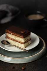 Yummy coffee and chocolate cake 