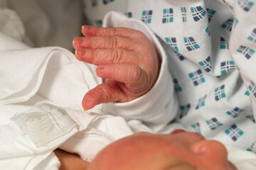 Fototapeta premium Detail of nails and fingers of a newborn.
