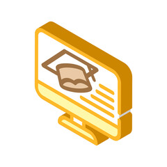 electronic education and graduation isometric icon vector illustration