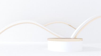 Marry Christmas and New Year greeting card, poster, banner with stars and toys - 3D, render. 3D Christmas background. Podium, stand, platform for product presentation with neon stars and tree.	
