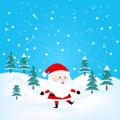 Merry Christmas. Happy Christmas companions. Santa Claus and Christmas snow scene.