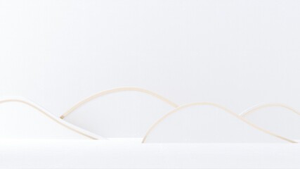 Fototapeta premium Marry Christmas and New Year greeting card, poster, banner with stars and toys - 3D, render. 3D Christmas background. Podium, stand, platform for product presentation with neon stars and tree. 