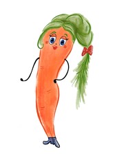Cute carrot illustration. Tasty vegetable 