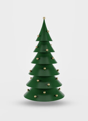 Abstract simple green Christmas tree 3d illustration background