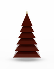Abstract simple red Christmas tree 3d illustration background