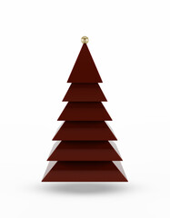 Fototapeta premium Abstract simple red Christmas tree 3d illustration background