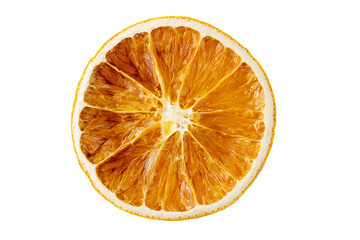 dried orange slice of citrus on a white background