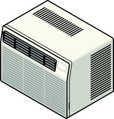 A domestic all-in-one  wall or window mounted air conditioner.