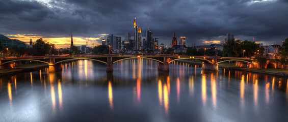 The beautiful Frankfurt Skyline in Germany - obrazy, fototapety, plakaty