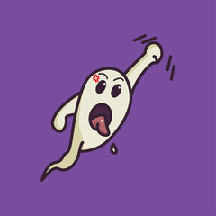 Illustration vector graphic of ghost punch. Purple background. Perfect for halloween greeting card and trick or treat party invitation design.