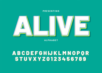3d urban style with white and green color font alphabet