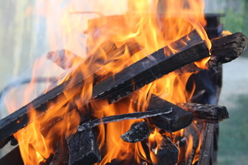 fire in the fireplace