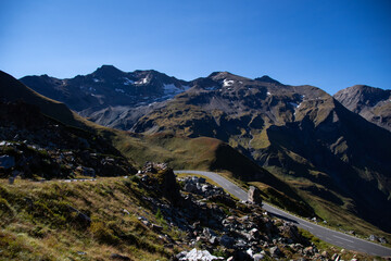 One of the many hairpin bends on the famous Alpine high road on the Grossglockner in summer