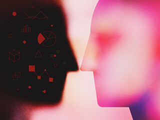 Dark Side of Human Personal Data Processing Modern Textured Illustration Concept - 389691238