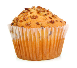 tasty muffin cake, isolated on white