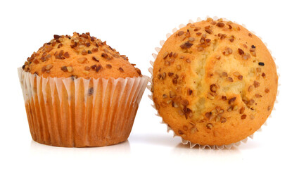 tasty muffin cake, isolated on white