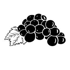 Grape icon illustration black and white vector illustration. Vector logo symbol monochrome. Cab be used in cafe decoration, food packing, cafe decoration and wine packing design
