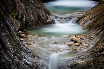 waterfalls in a swiss gorge