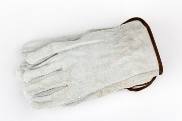 Welding gloves, welding equipment, gloves on a white background, protective clothing