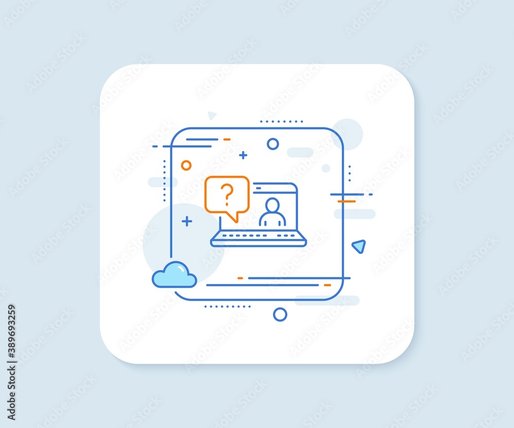 Poster question mark line icon. abstract square vector button. online faq support sign. faq line icon. qual