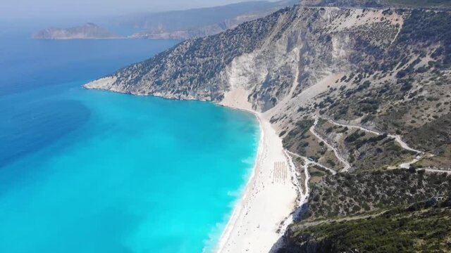 Overview of myrthos beach in greece