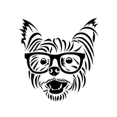 Yorkshire terrier wearing eyeglasses - Yorkie - isolated vector illustration
