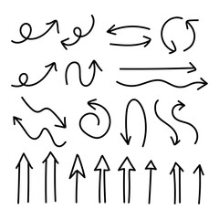 Arrow doodles vector collection. Set of Hand drawn vector arrows.