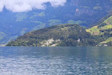 Mountains located on a lake in Switzerland