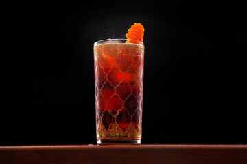 Americano cocktail, a mix of campari and sweet vermouth, topped with soda water