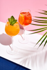 Spritz cocktail set on white table