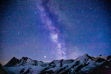 The milky way over the swiss alps