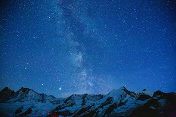 The milky way over the swiss alps