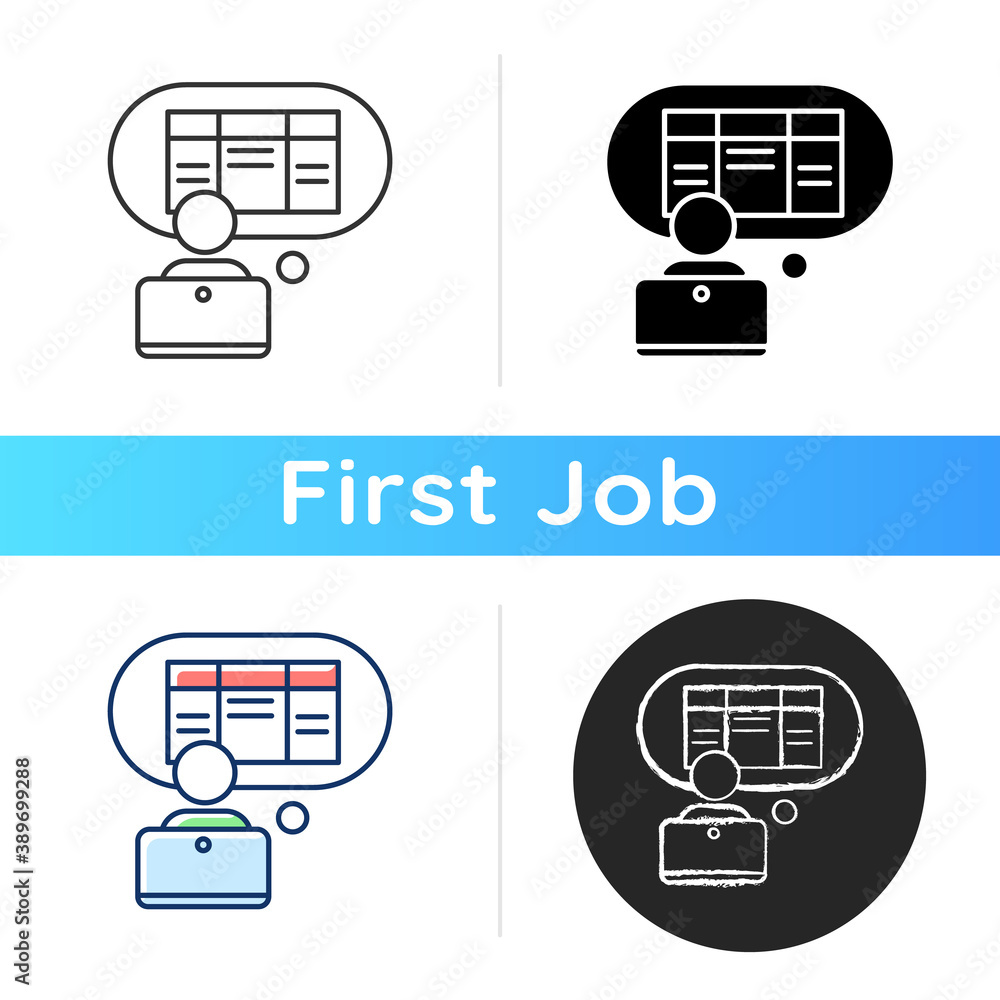 Aufkleber data entry clerk icon. administrative professional. clerical tasks. keyboarding skills. entering dat