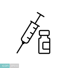 Medical ampoule and syringe vector icon