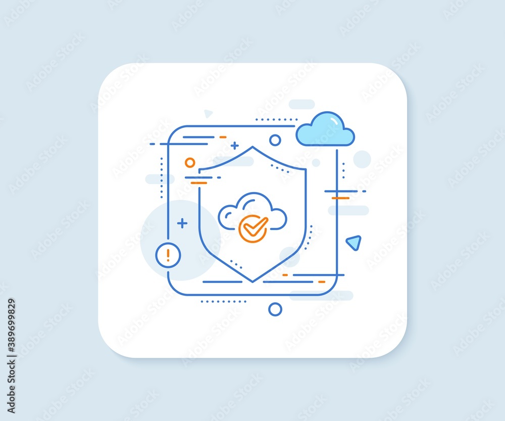 Poster approved cloud computing line icon. abstract vector button. internet data storage sign. file hosting