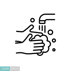 Washing hands with soap to prevent virus icon
